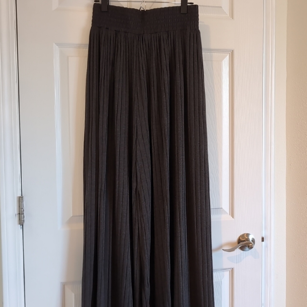 Free People Charcoal Wide Leg Pants